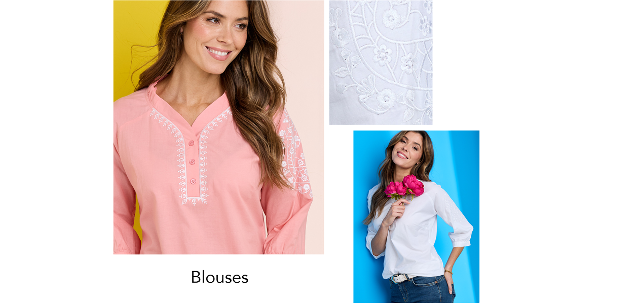 Three Quarter Sleeve Embroidered Blouse - LN439